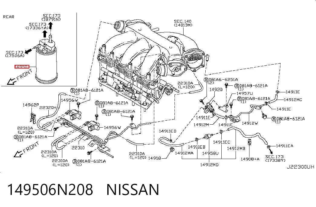 149506N208 Nissan/Infiniti Filtro de carbon activo