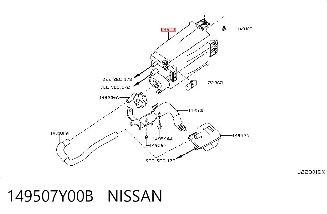 149507Y00B Nissan/Infiniti Filtro de carbon activo