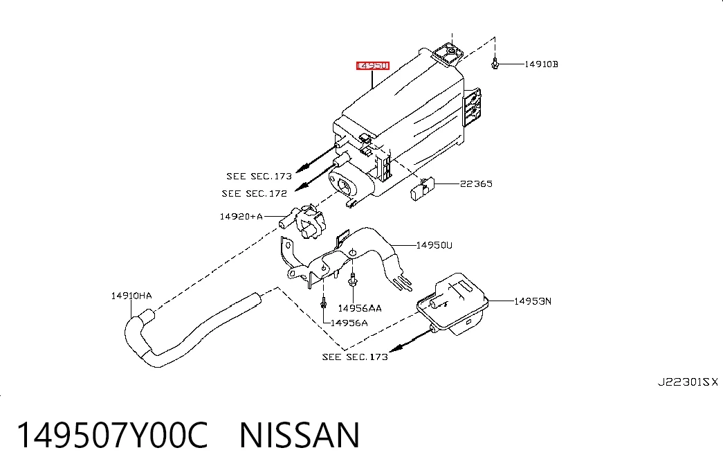 149507Y00C Nissan/Infiniti Filtro de carbon activo