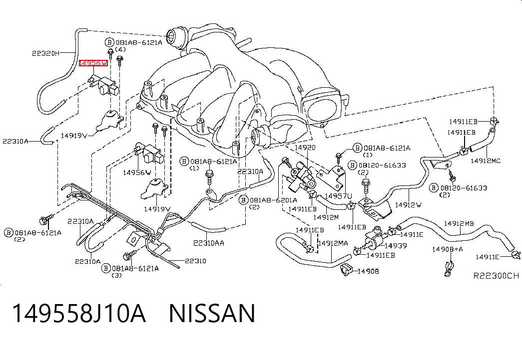 149558J10A Nissan/Infiniti Válvula de solenoide de control de mariposa EGR