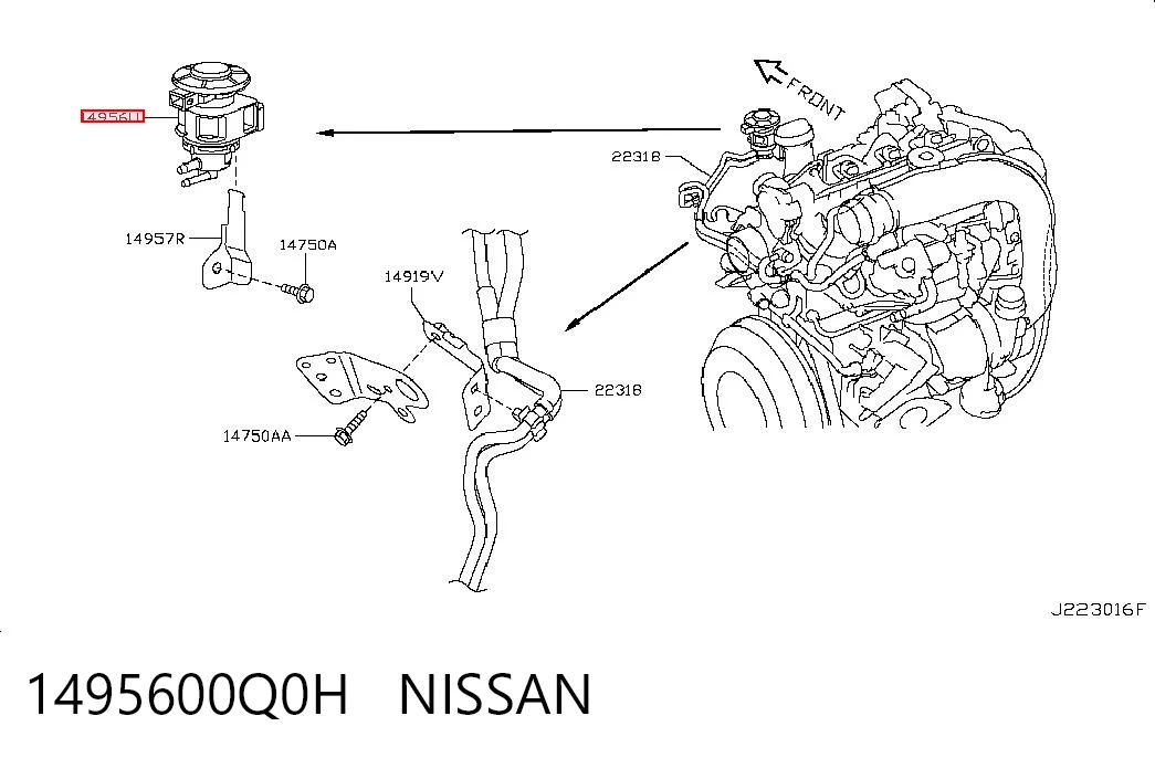 1495600Q0H Nissan/Infiniti Válvula solenoide de control de presión de sobrealimentación