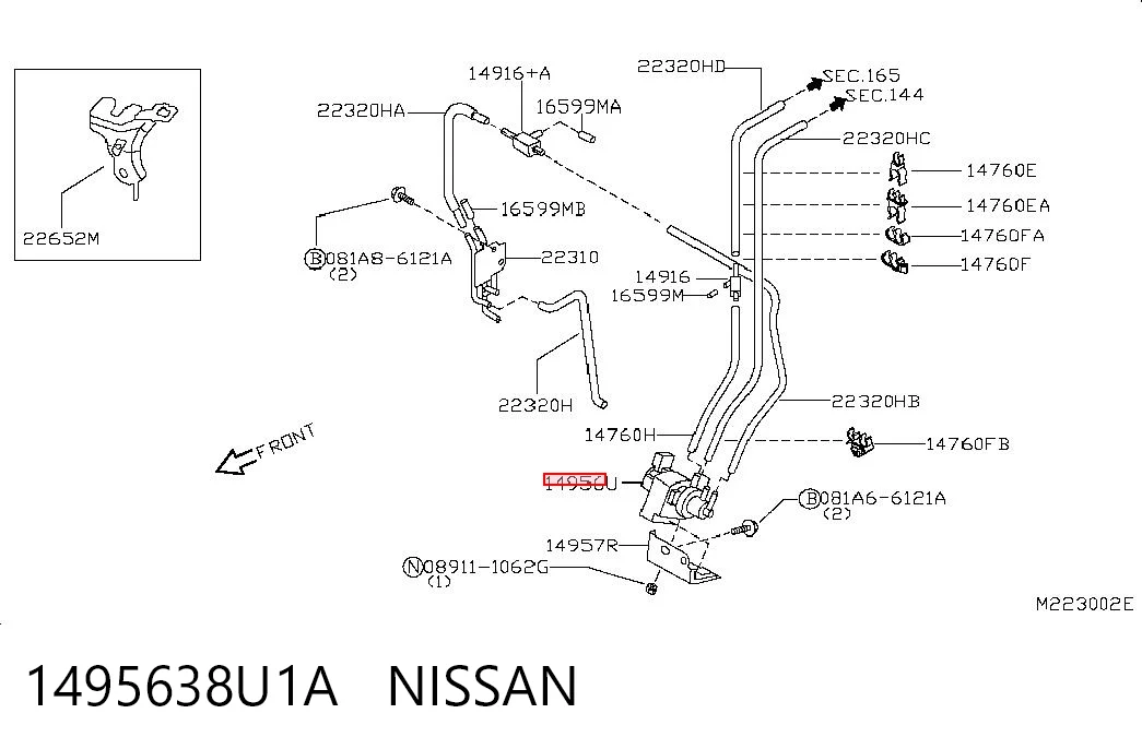 1495638U1A Nissan/Infiniti Válvula de retención neumática