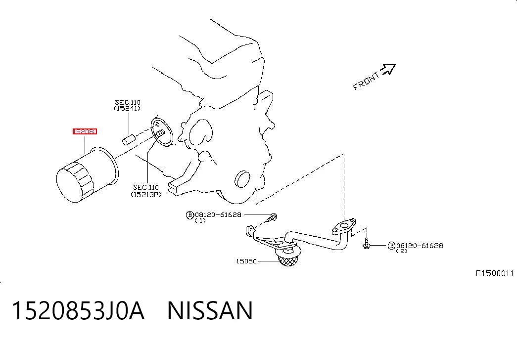 1520853J0A Nissan/Infiniti Filtro aceite