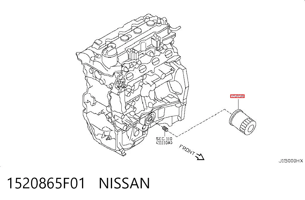 1520865F01 Nissan/Infiniti Filtro aceite