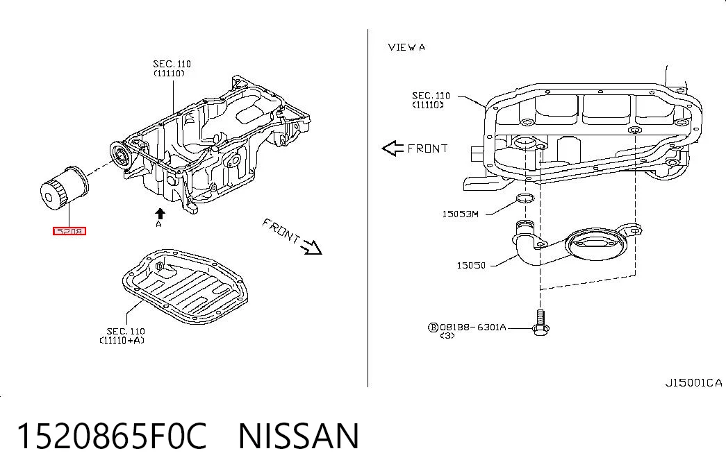 1520865F0C Nissan/Infiniti Filtro aceite