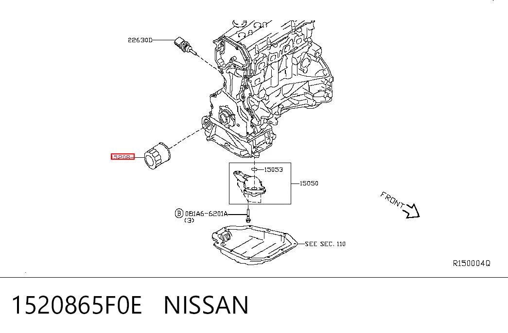 1520865F0E Nissan/Infiniti Filtro aceite
