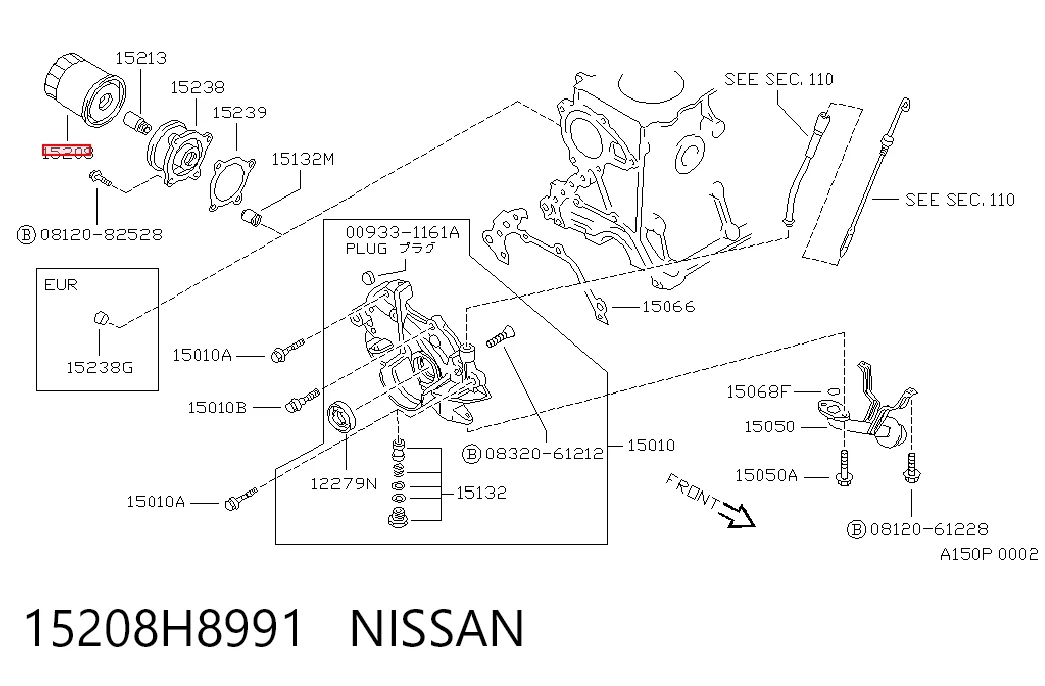 Filtro de aceite para Nissan Sunny B11