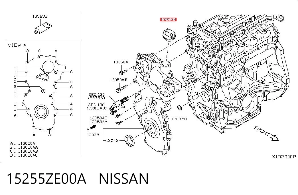 15255ZE00A Nissan/Infiniti Tapa, tubuladura de relleno de aceite