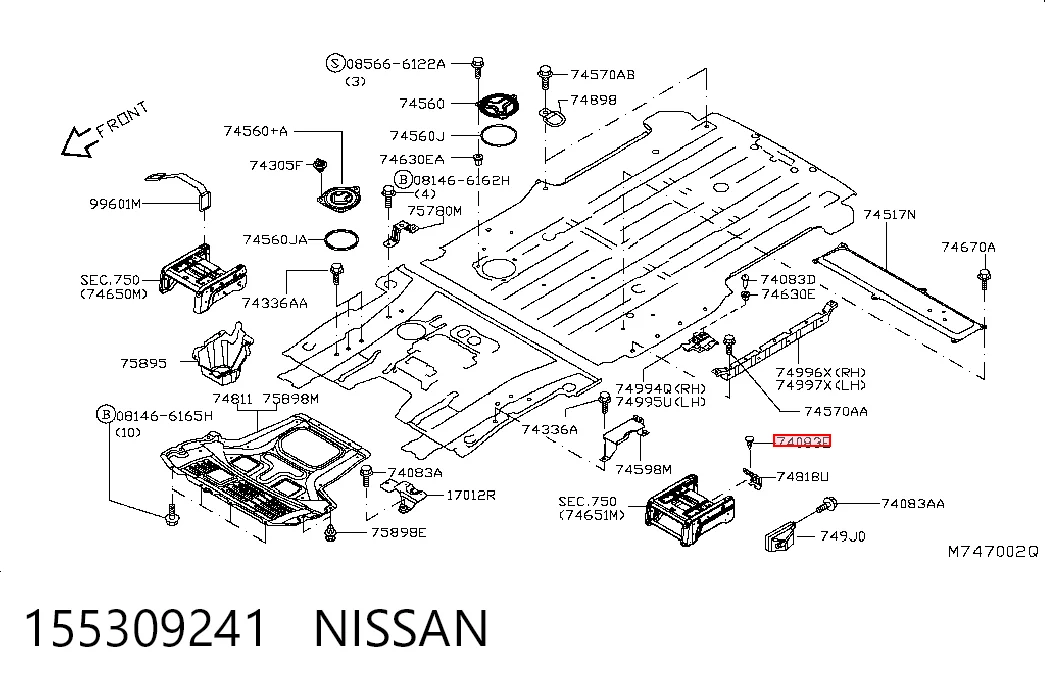 155309241 Nissan/Infiniti Clips de montaje parachoques delantero