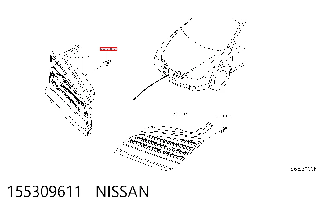 155309611 Nissan/Infiniti Clip de fijación de moldura de parabrisas