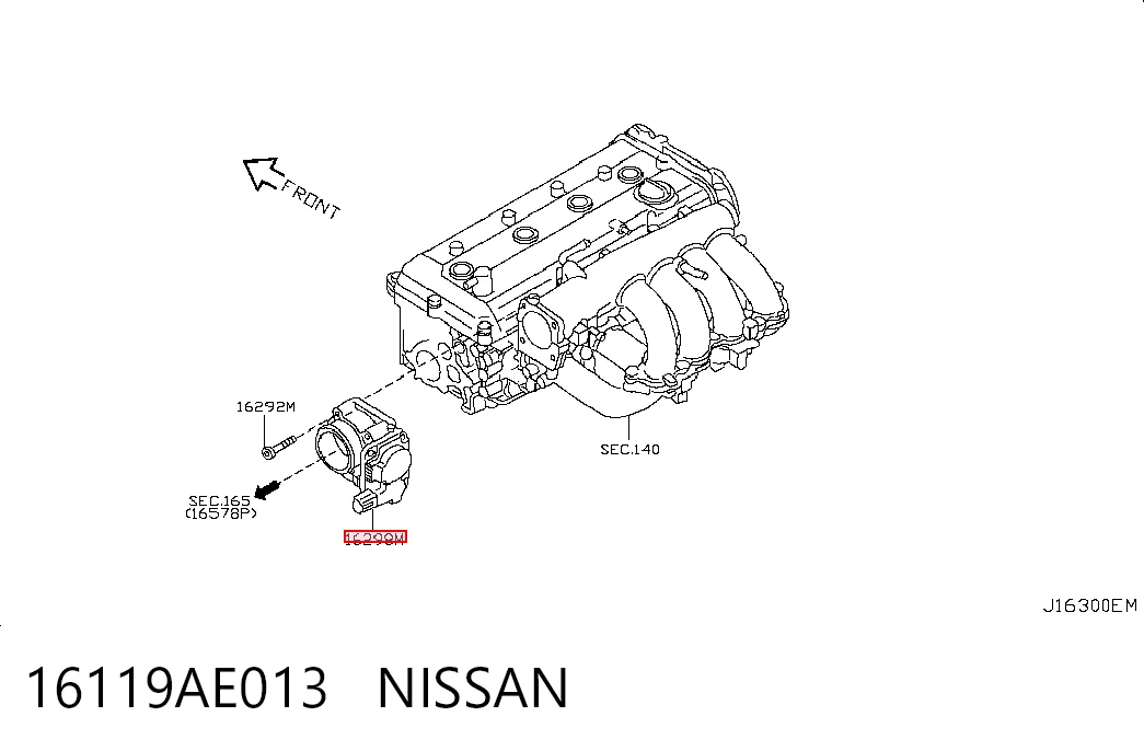 16119AE013 Nissan/Infiniti Mariposa de admisión