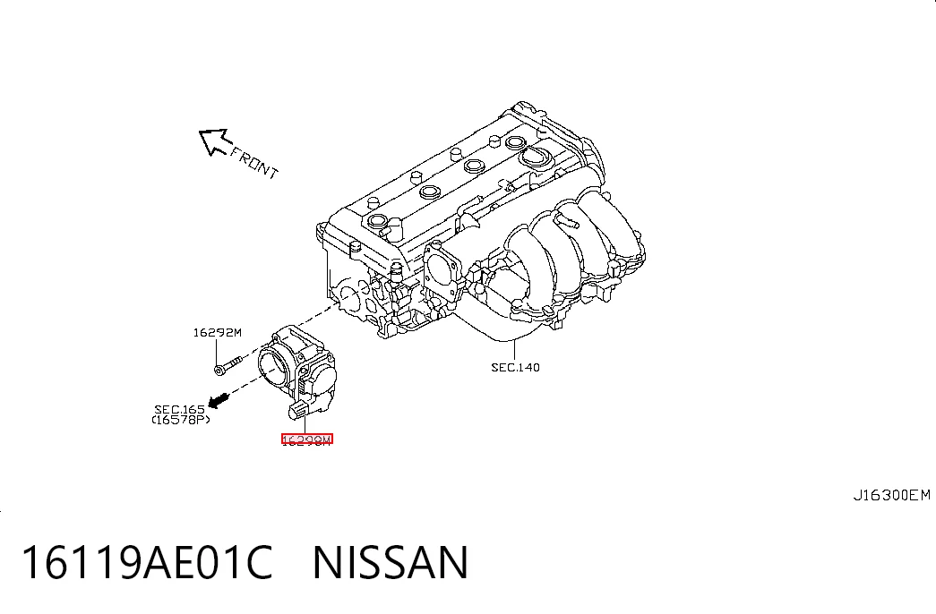 16119AE01C Nissan/Infiniti Mariposa de admisión