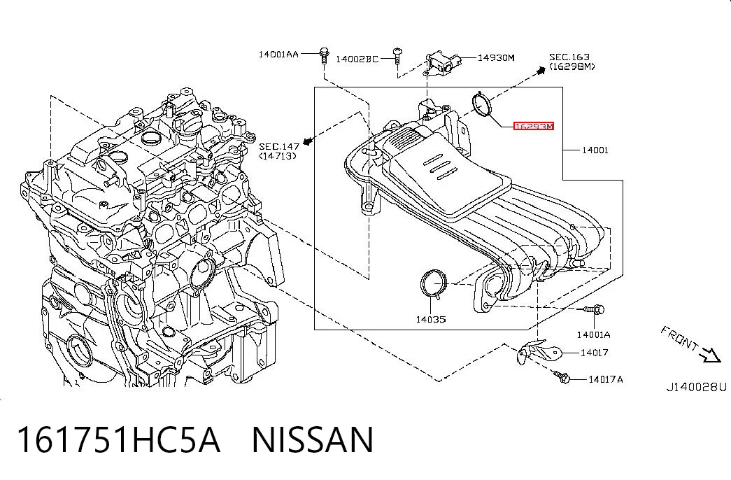 161751HC5A Nissan/Infiniti Junta del cuerpo de mariposa