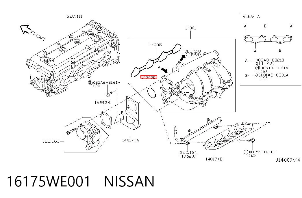 Junta superior del colector de admisión para Nissan Primera  P12