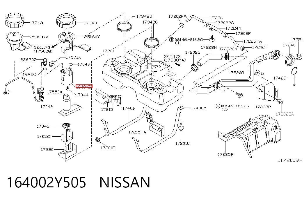 Filtro de combustible NISSAN 164002Y505