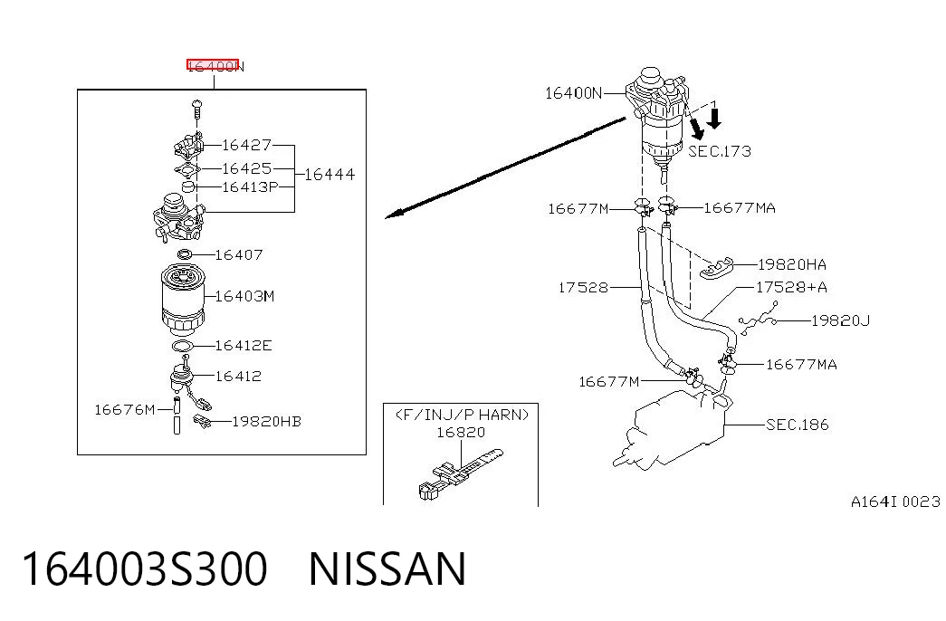 Filtro de combustible NISSAN 164003S300