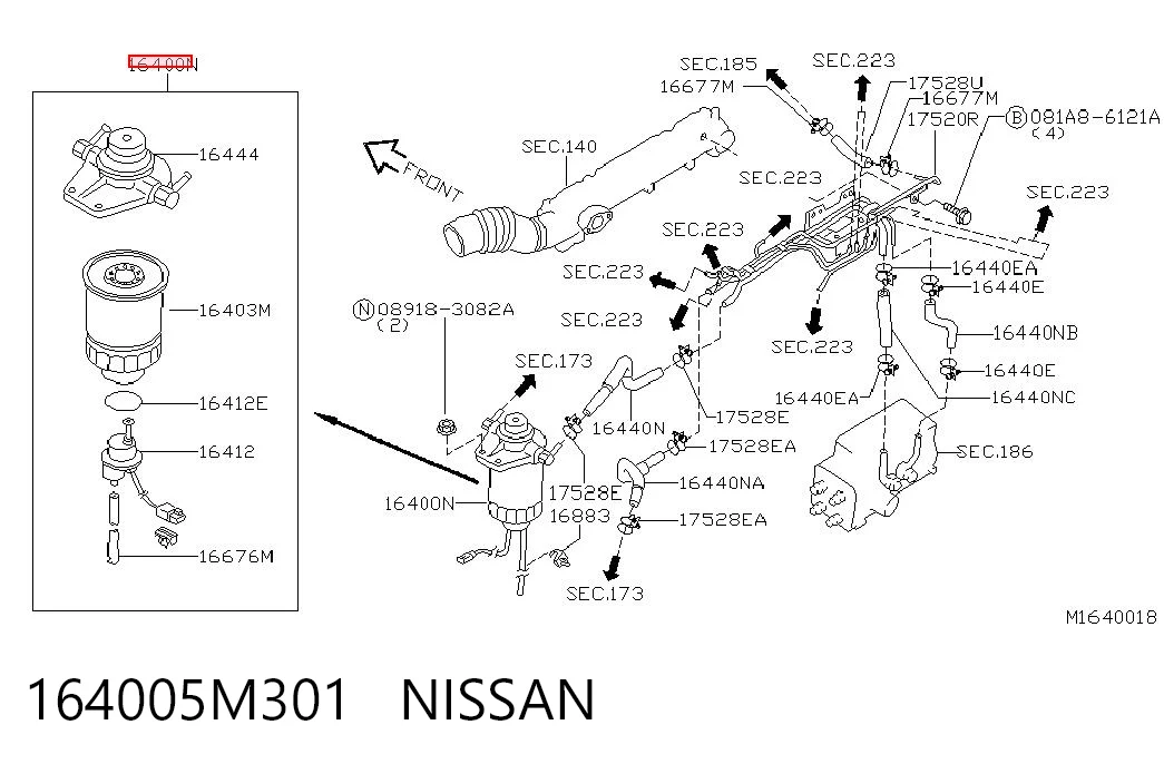 Filtro de combustible NISSAN 164005M301