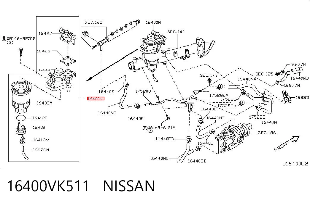Filtro de combustible NISSAN 16400VK511