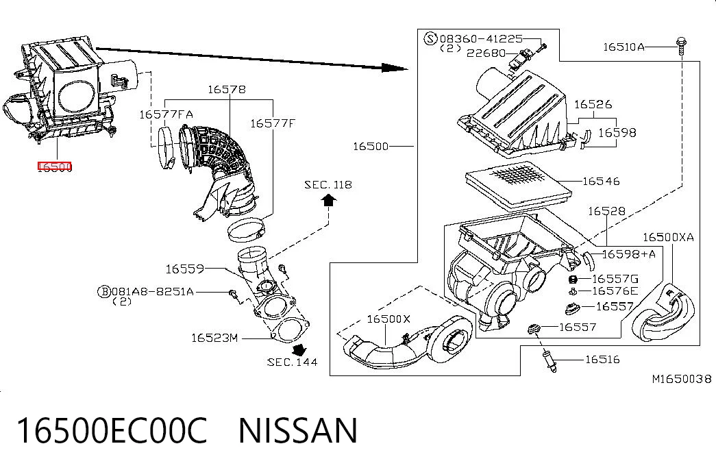 Carcasa del filtro de aire para Nissan Navara NP300 III D40