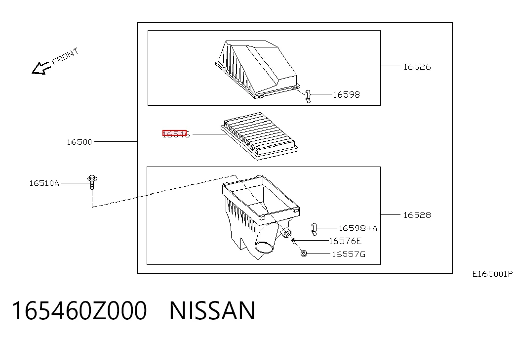 165460Z000 Nissan/Infiniti Filtro de aire de motor