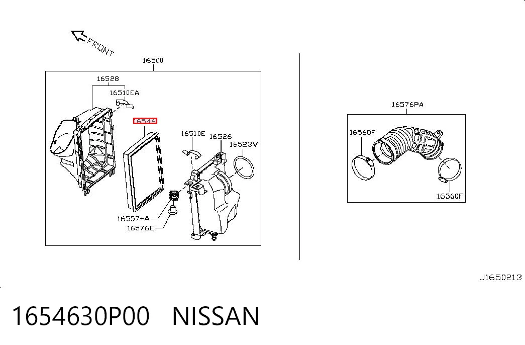 1654630P00 Nissan/Infiniti Filtro de aire de motor