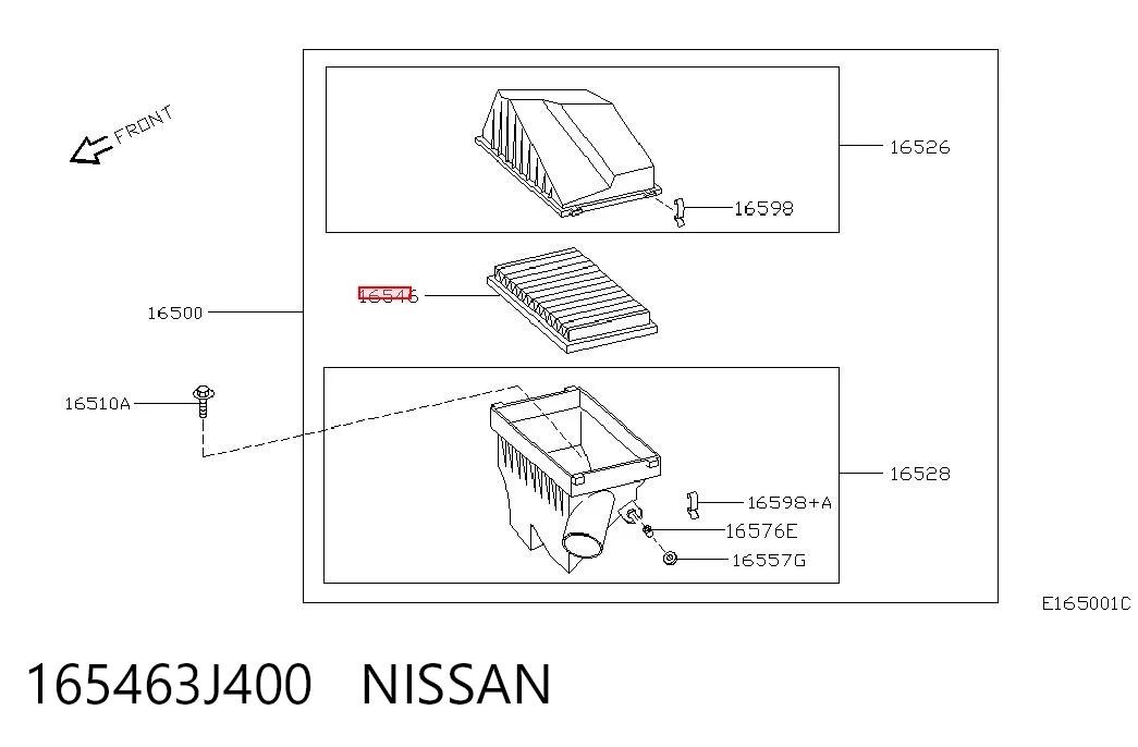 165463J400 Nissan/Infiniti Filtro de aire de motor