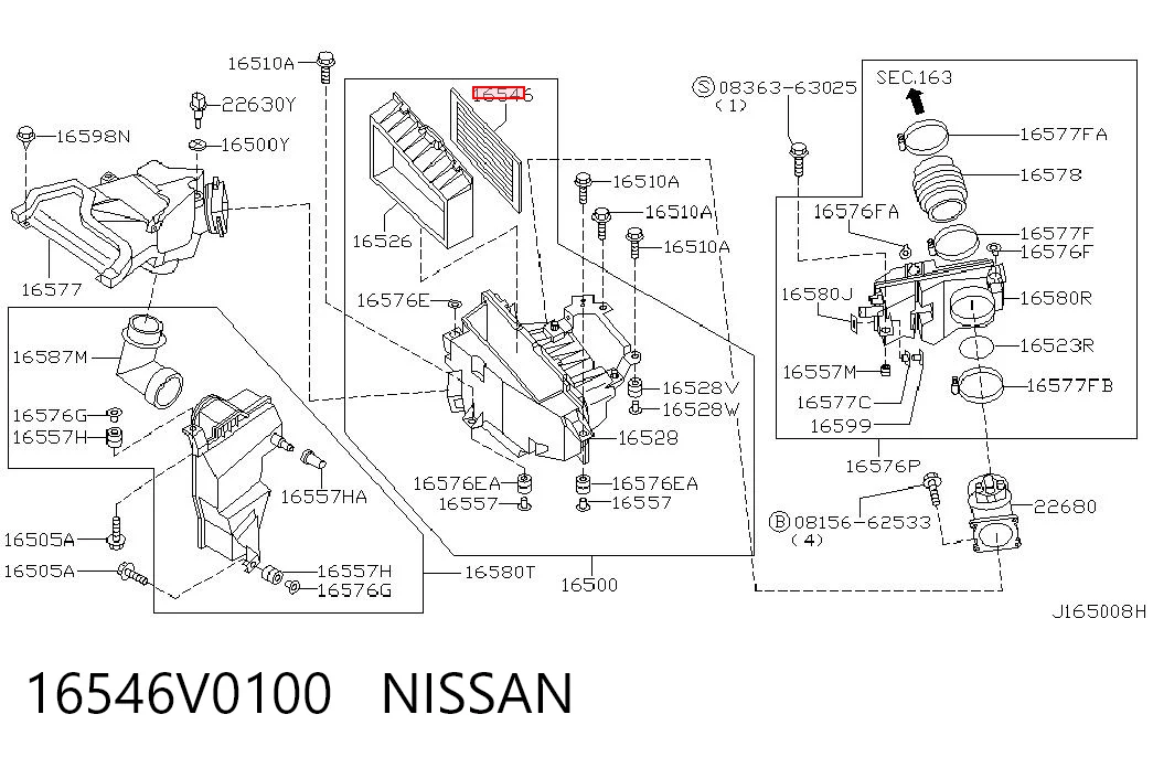 16546V0100 Nissan/Infiniti Filtro de aire de motor