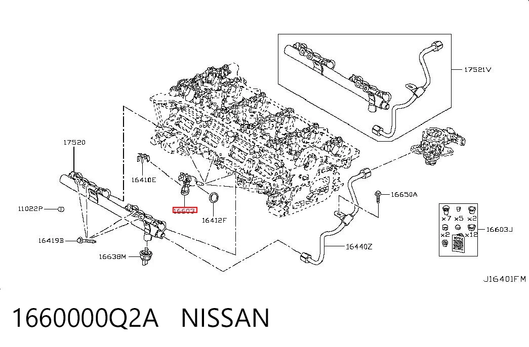 1660000Q2A Nissan/Infiniti Inyector de combustible