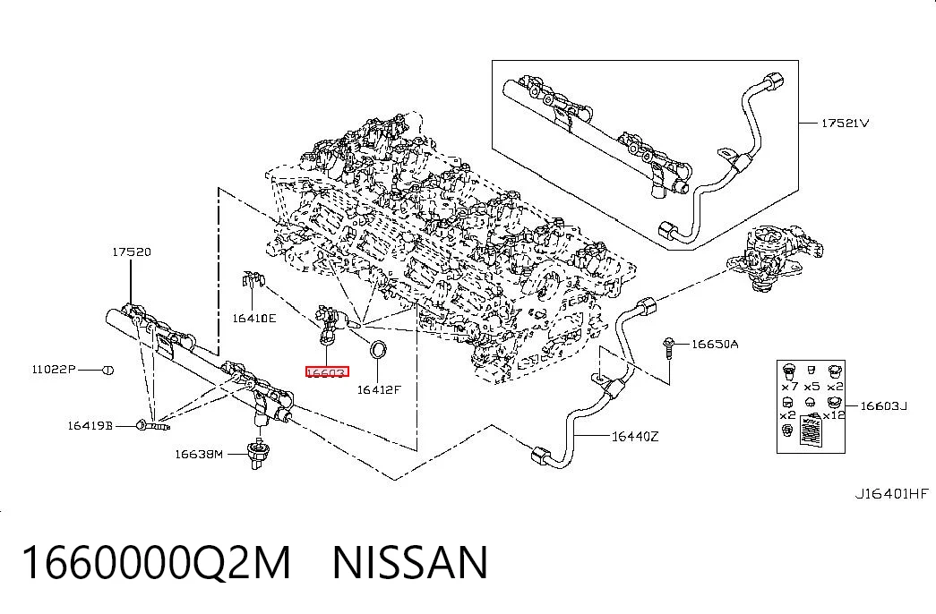 1660000Q2M Nissan/Infiniti Inyector de combustible