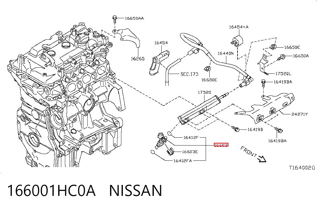 166001HC0A Nissan/Infiniti Inyector de combustible