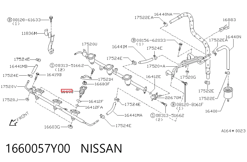 1660057Y00 Nissan/Infiniti Inyector de combustible