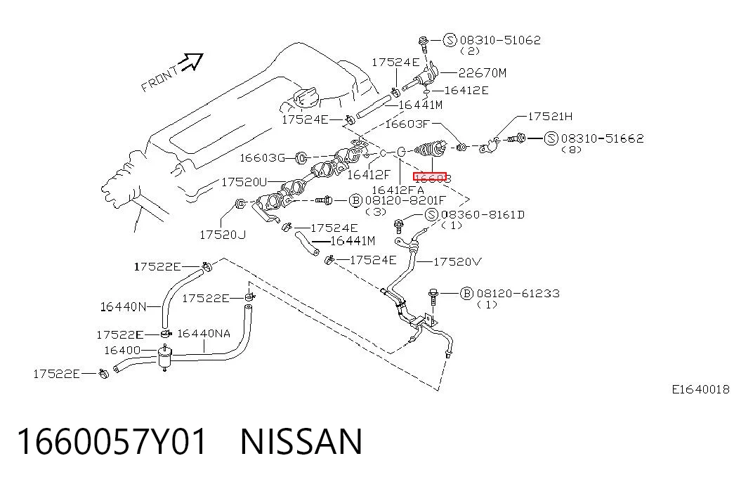 1660057Y01 Nissan/Infiniti Inyector de combustible