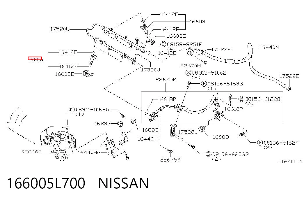 166005L700 Nissan/Infiniti Inyector de combustible