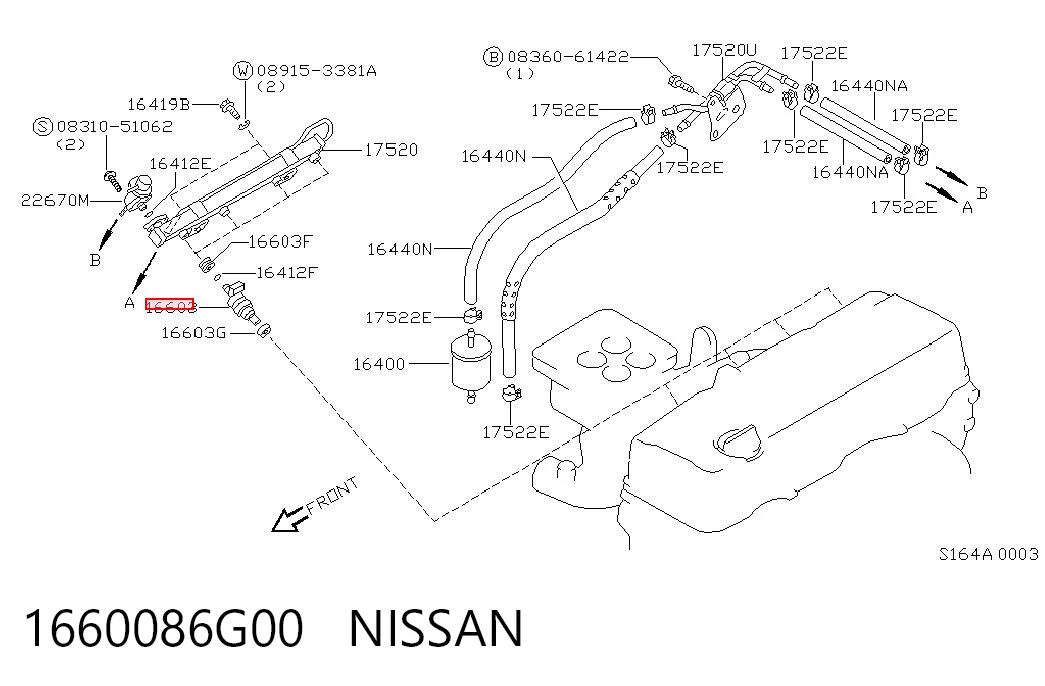 1660086G00 Nissan/Infiniti Inyector de combustible