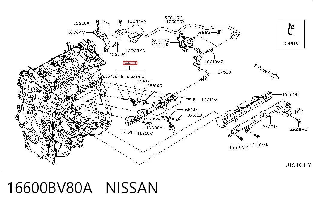 16600BV80A Nissan/Infiniti Inyector de combustible