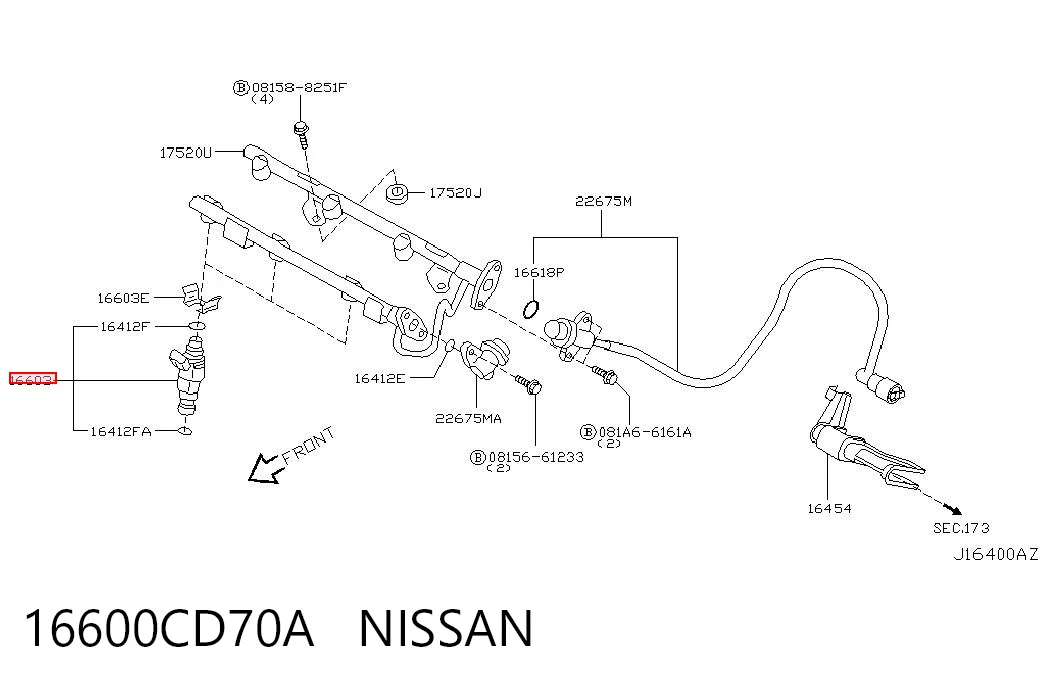 16600CD70A Nissan/Infiniti Inyector de combustible