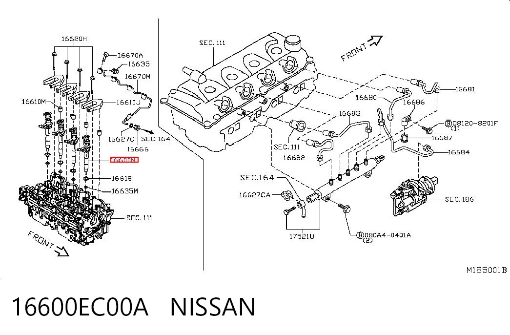 16600EC00A Nissan/Infiniti Inyector de combustible