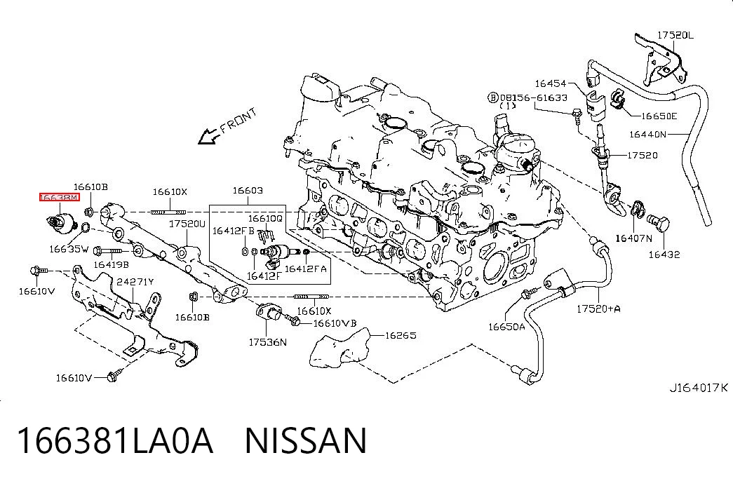 166381LA0A Nissan/Infiniti Sensor de presión de combustible