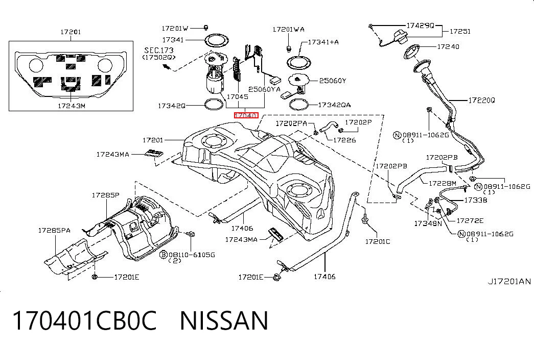 170401CB0C Nissan/Infiniti Módulo de alimentación de combustible