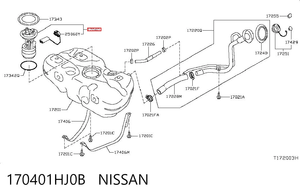 170401HJ0B Nissan/Infiniti Módulo de alimentación de combustible