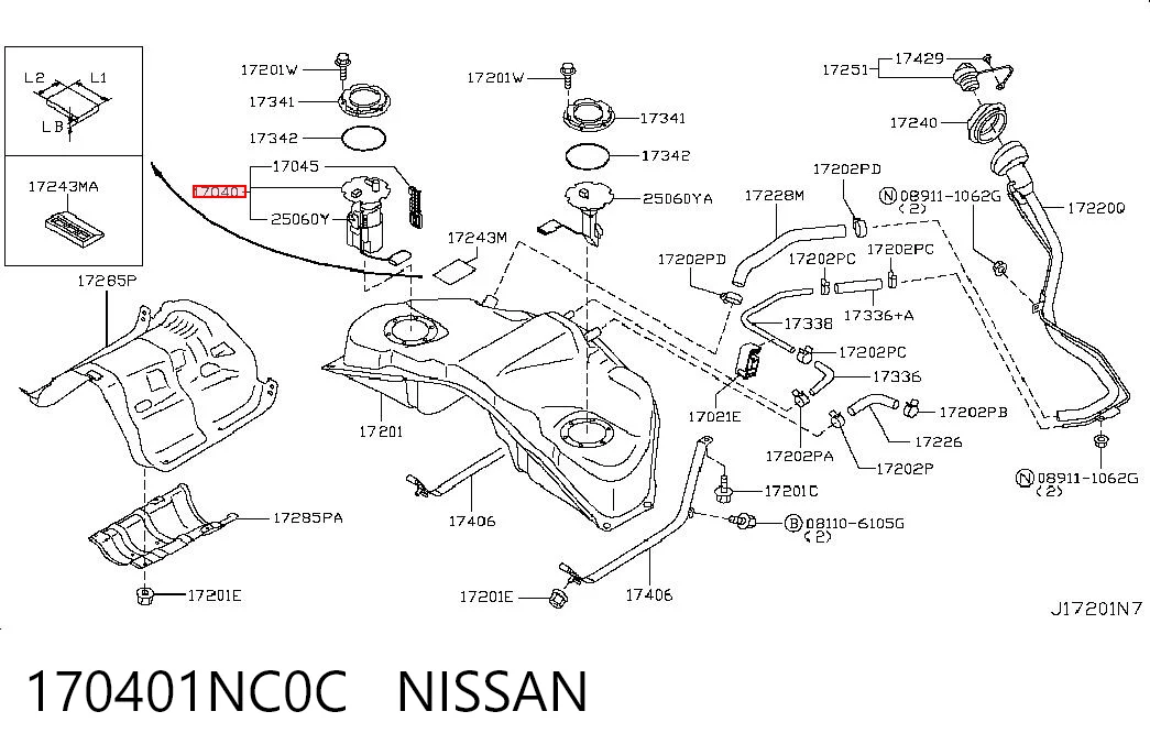170401NC0C Nissan/Infiniti Módulo de alimentación de combustible