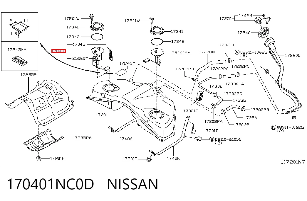 170401NC0D Nissan/Infiniti Módulo de alimentación de combustible