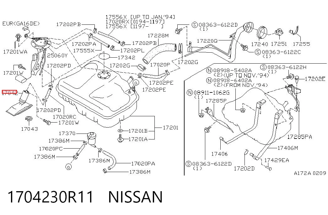  Unidad de alimentación de combustible Nissan Primera 