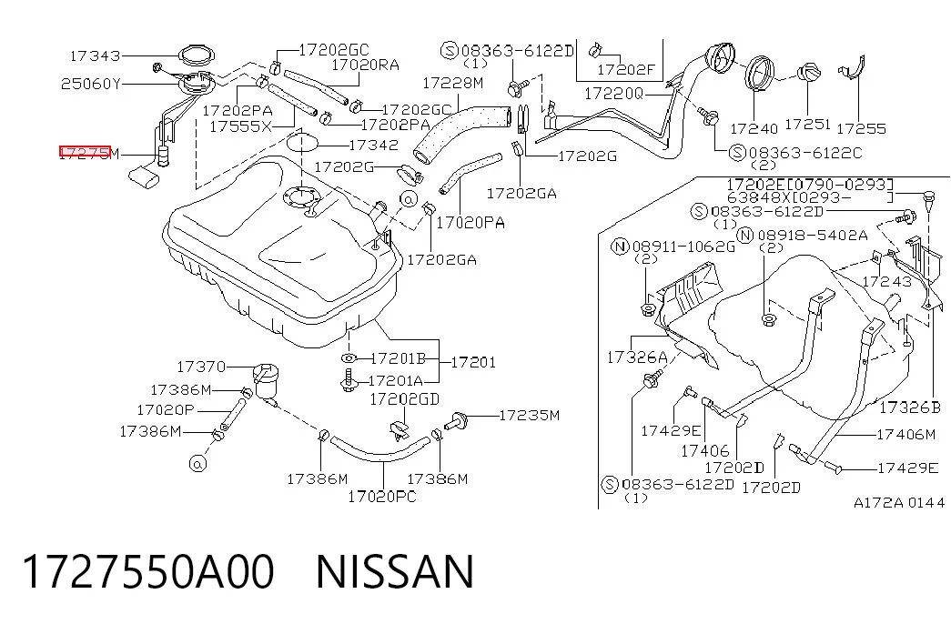 Filtro de combustible NISSAN 1727550A00
