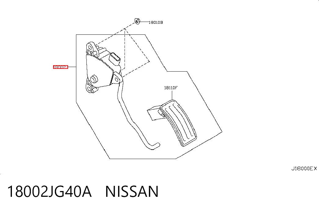 18002JG40A Nissan/Infiniti Pedal de aceleracion