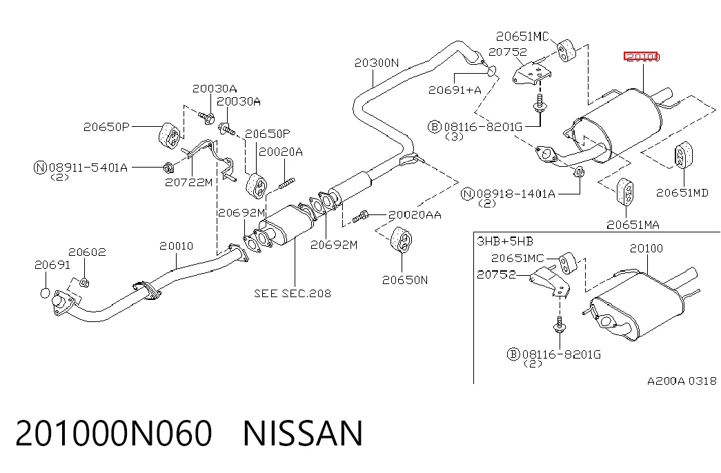 Silencioso trasero Nissan Almera I (N15)