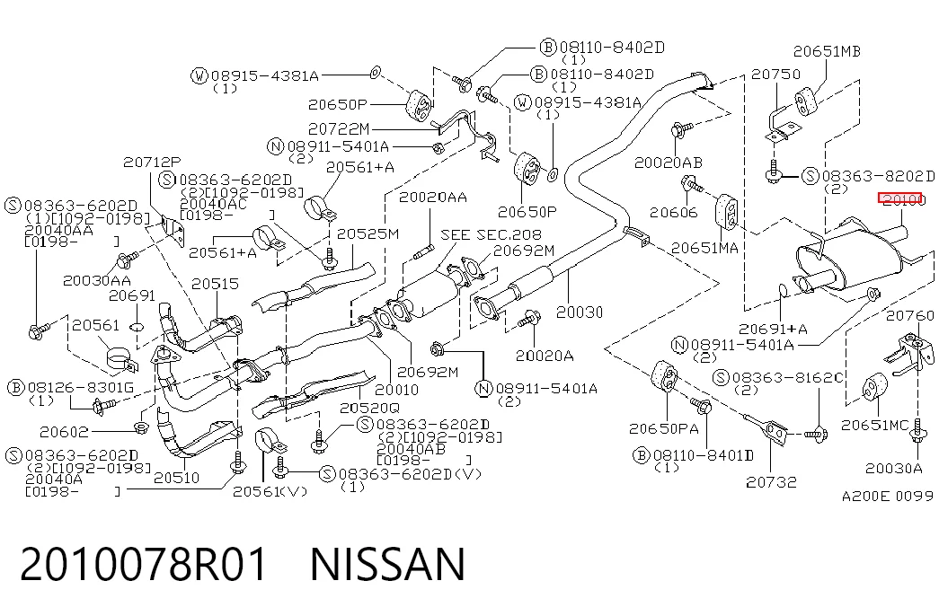 Silenciador trasero para Nissan Sunny III Y10