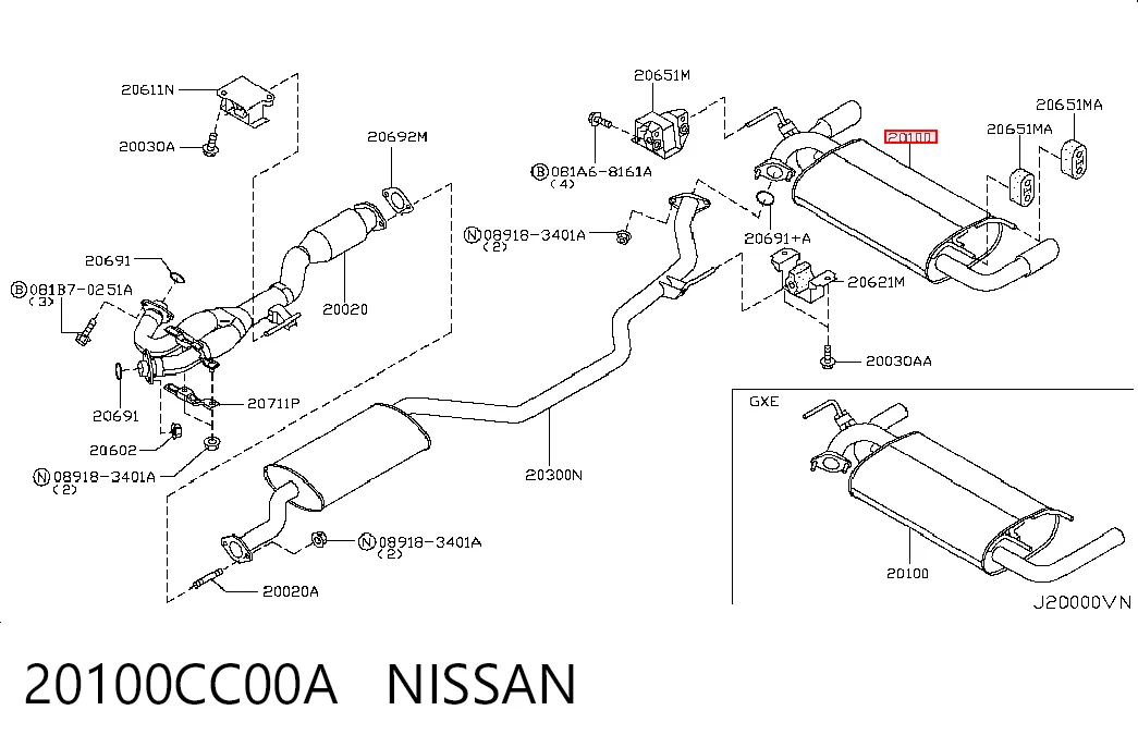 Silenciador trasero para Nissan Murano  Z50