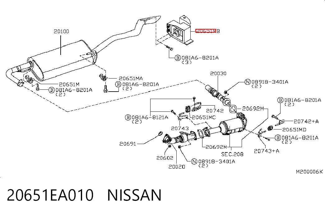 20651EA010 Nissan/Infiniti Soporte de escape