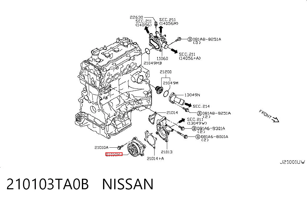 210103TA0B Nissan/Infiniti Bomba refrigerante coche
